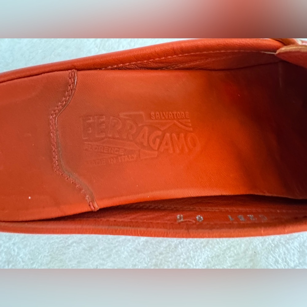 Salvatore Ferragamo Women's Orange Leather Mules Slip-on Size 8 - Picture 7 of 10